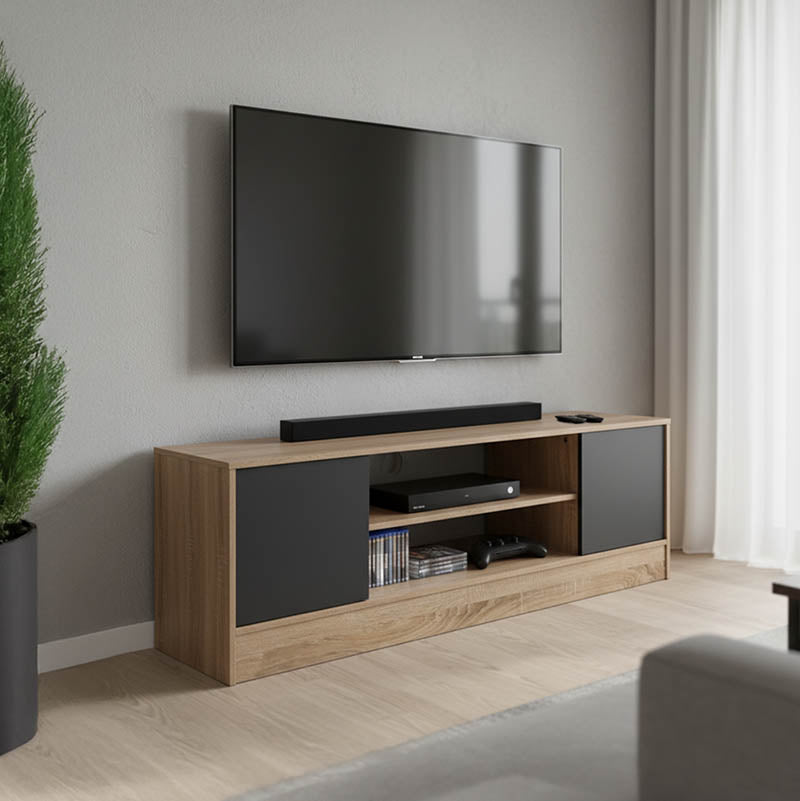 Έπιπλο τηλεόρασης Sasa  σε oak-ανθρακί απόχρωση 120x35x41.5εκ