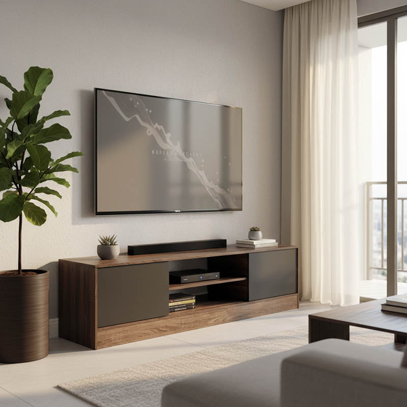 Έπιπλο τηλεόρασης Sasa  σε oak-ανθρακί απόχρωση 150x35x41.5εκ - Pakobazaar