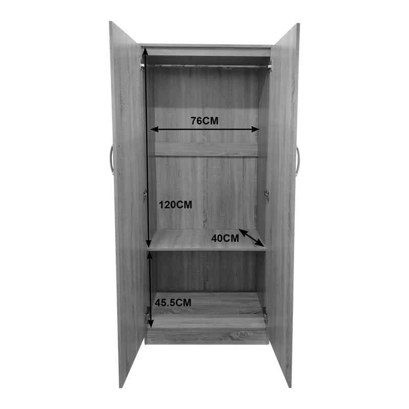 Ντουλάπα δίφυλλη Athos  σε Sonoma απόχρωση 80x42x180εκ