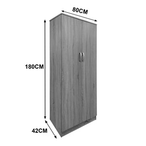 Ντουλάπα δίφυλλη Athos  σε wenge απόχρωση 80x42x180εκ - Pakobazaar