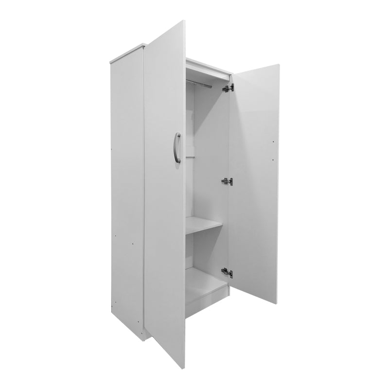 Ντουλάπα δίφυλλη Athos  σε λευκή απόχρωση 80x42x180εκ - Pakobazaar