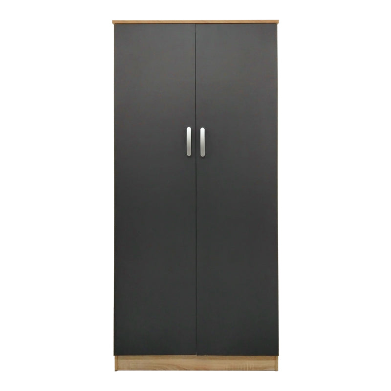 Ντουλάπα δίφυλλη Athos  σε sonoma-ανθρακί απόχρωση 80x42x180εκ - Pakobazaar