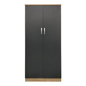 Ντουλάπα δίφυλλη Athos  σε sonoma-ανθρακί απόχρωση 80x42x180εκ - Pakobazaar