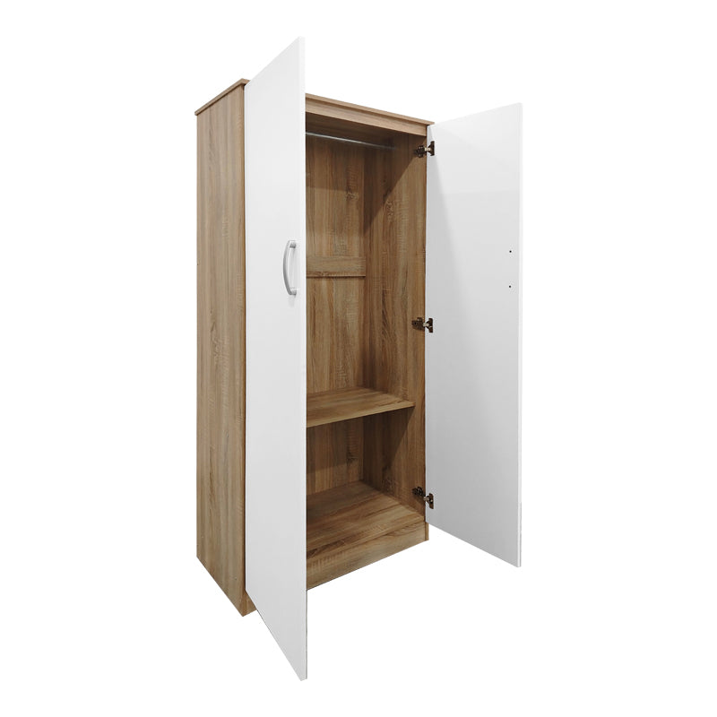 Ντουλάπα δίφυλλη Athos  σε sonoma-λευκή απόχρωση 80x42x180εκ - Pakobazaar