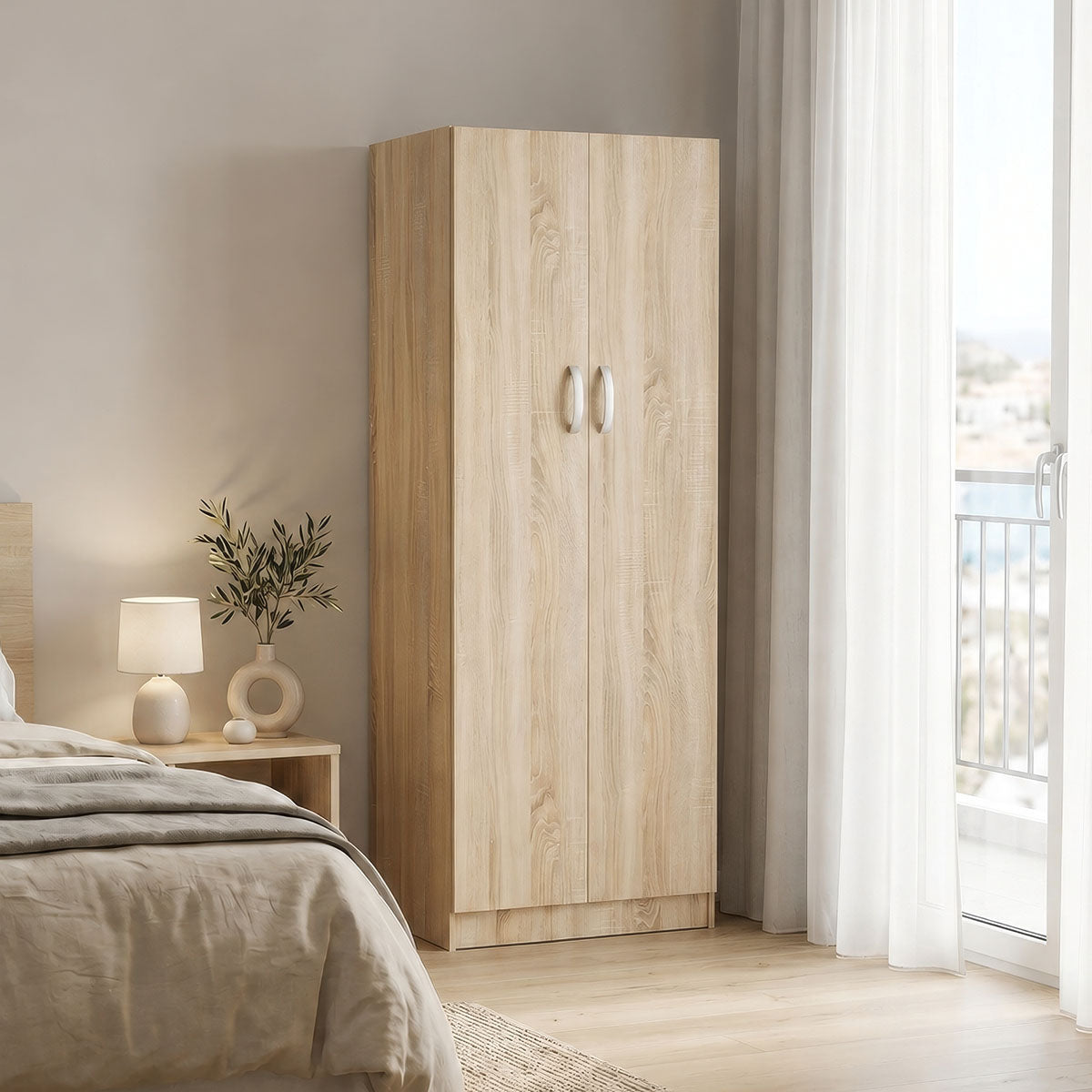 Ντουλάπα δίφυλλη Athos  σε sonoma απόχρωση 60x42x180εκ - Pakobazaar