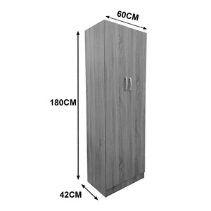 Ντουλάπα δίφυλλη Athos  σε wenge απόχρωση 60x42x180εκ - Pakobazaar