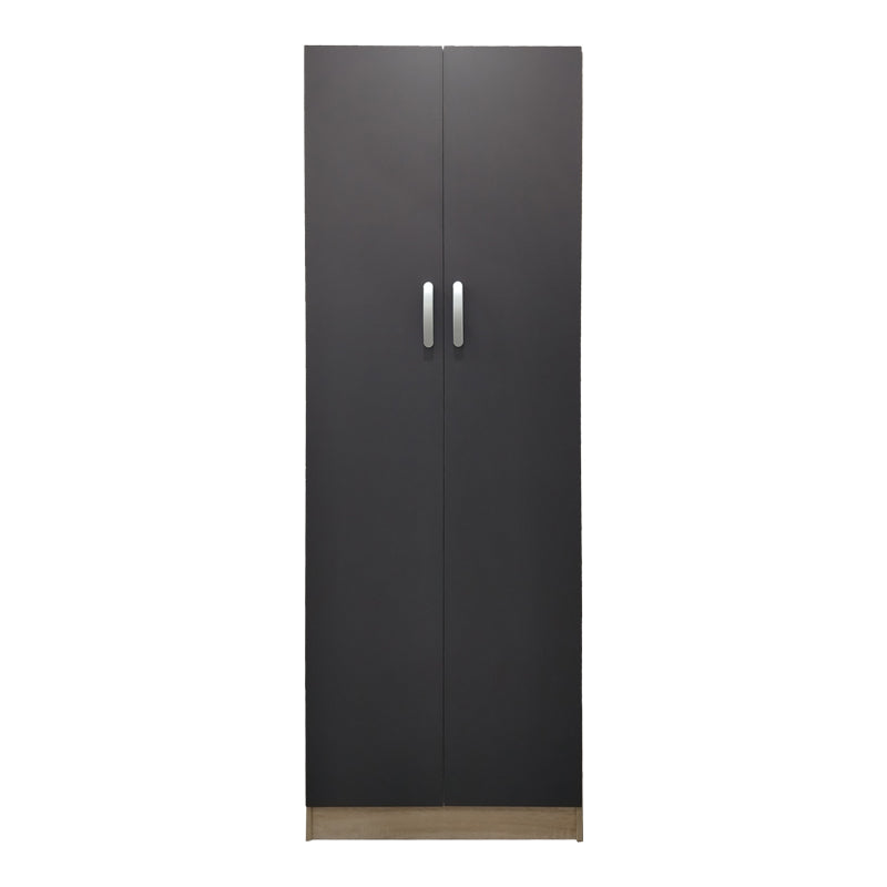 Ντουλάπα δίφυλλη Athos  σε sonoma-ανθρακί απόχρωση 60x42x180εκ - Pakobazaar