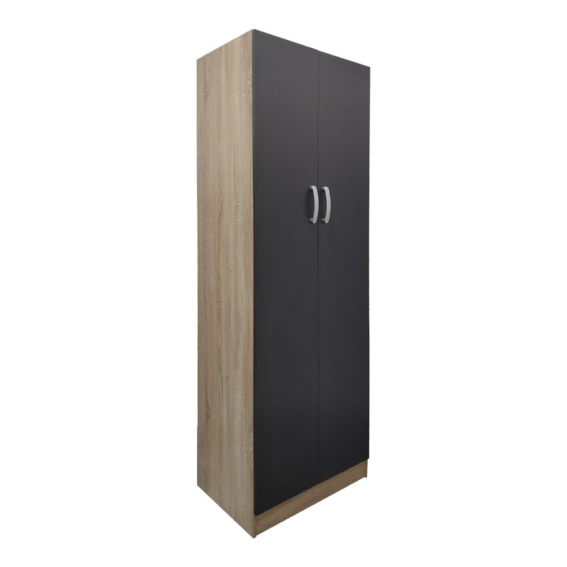 Ντουλάπα δίφυλλη Athos  σε sonoma-ανθρακί απόχρωση 60x42x180εκ - Pakobazaar