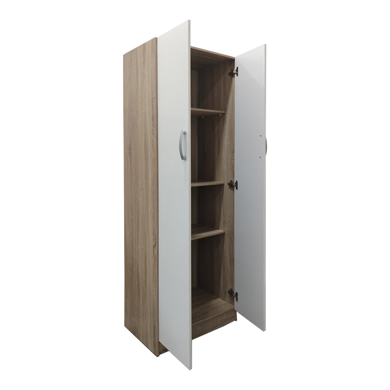 Ντουλάπα δίφυλλη Athos  σε sonoma-λευκή απόχρωση 60x42x180εκ - Pakobazaar