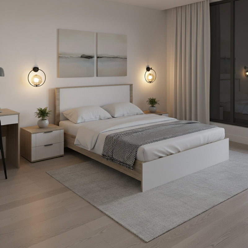 Κρεβάτι Athos  σε sonoma-λευκό απόχρωση 160x200εκ - Pakobazaar