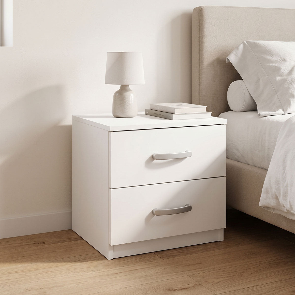 Κομοδίνο Athos  σε λευκή απόχρωση 48x40x41.5εκ - Pakobazaar