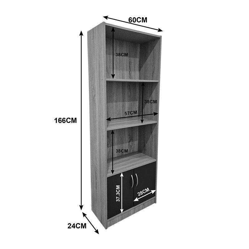 Βιβλιοθήκη Tekaro  sonoma-ανθρακί 60x29x166εκ - Pakobazaar