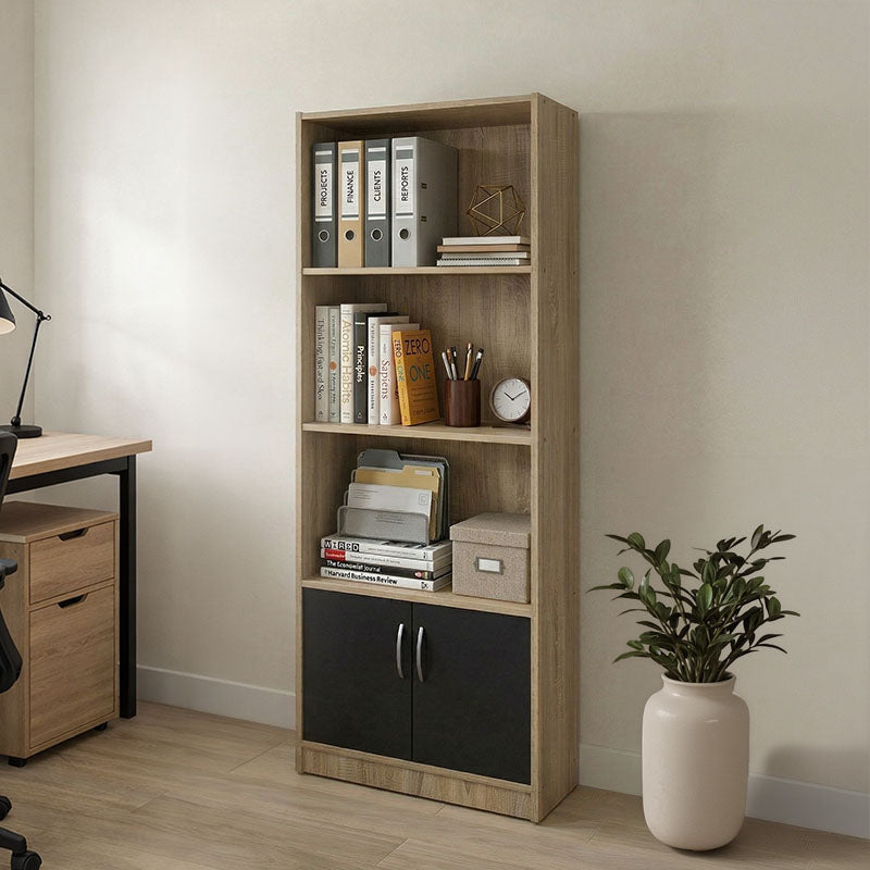 Βιβλιοθήκη Tekaro  sonoma-ανθρακί 60x29x166εκ - Pakobazaar