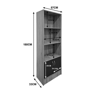 Βιβλιοθήκη Tekaro  sonoma-ανθρακί 57x33x180εκ - Pakobazaar