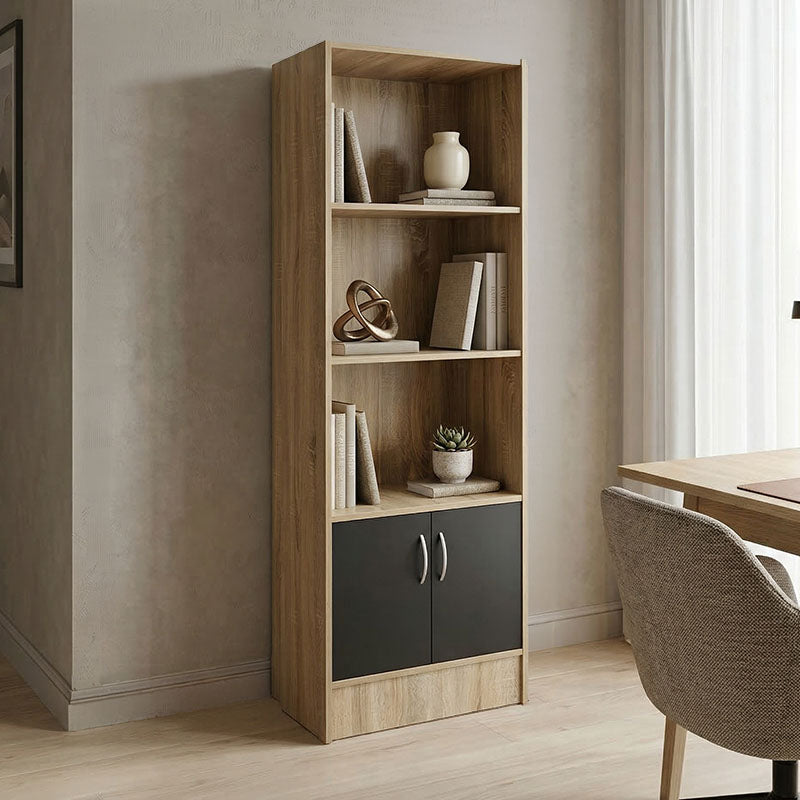 Βιβλιοθήκη Tekaro  sonoma-ανθρακί 57x33x180εκ - Pakobazaar