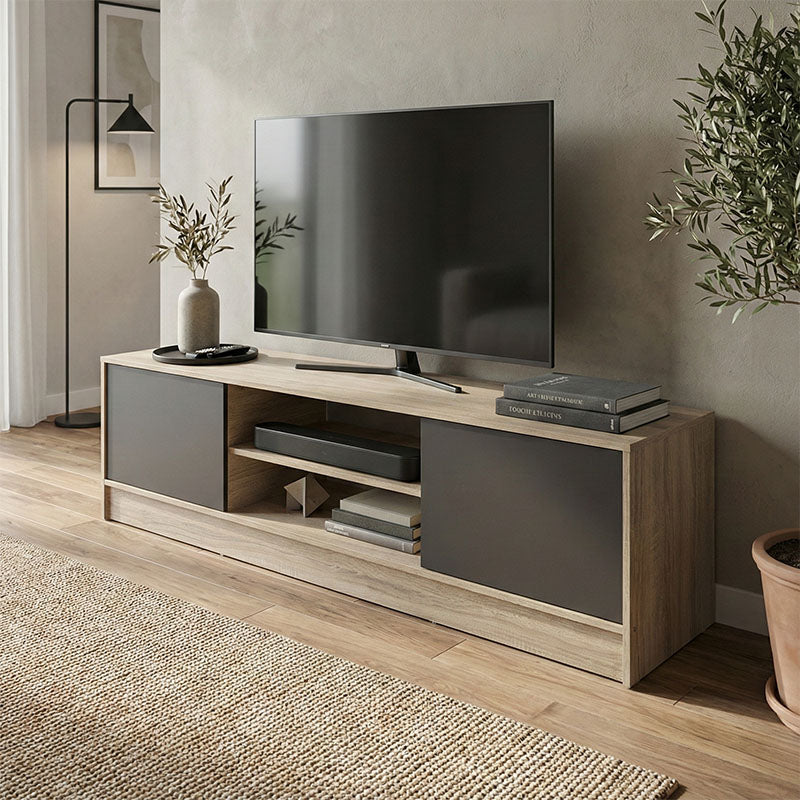 Έπιπλο τηλεόρασης Sasa  sonoma-ανθρακί 150x35x41.5εκ - Pakobazaar