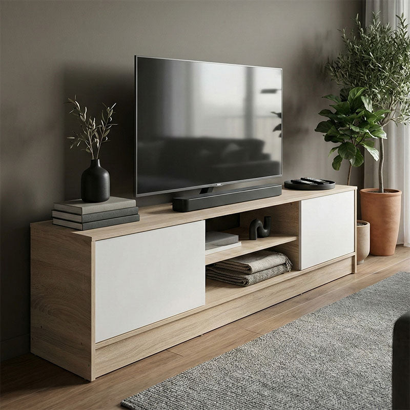 Έπιπλο τηλεόρασης Sasa  sonoma-λευκό 150x35x41.5εκ - Pakobazaar