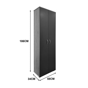 Παπουτσοθήκη-Ντουλάπα Racka  sonoma-ανθρακί 58x34x186εκ - Pakobazaar