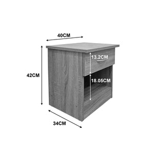 Κομοδίνο Bedy  ανθρακί 40x34x42εκ - Pakobazaar