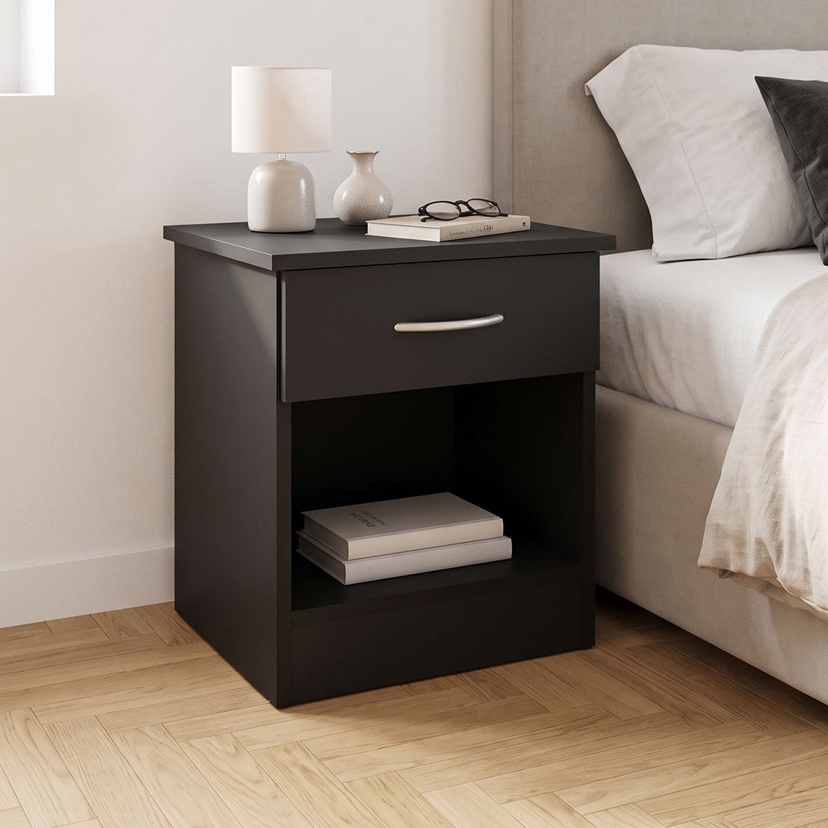 Κομοδίνο Bedy  ανθρακί 40x34x42εκ - Pakobazaar