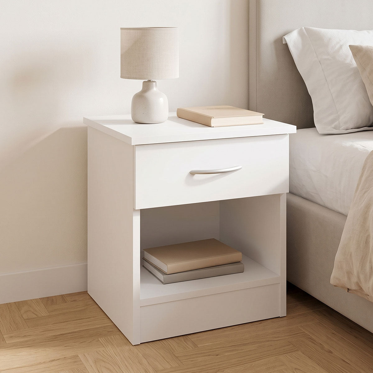 Κομοδίνο Bedy  λευκό 40x34x42εκ - Pakobazaar
