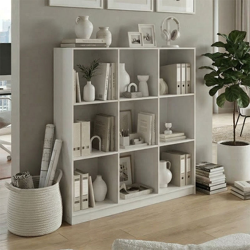 Βιβλιοθήκη Gridea  λευκό 119.5x30x121εκ - Pakobazaar