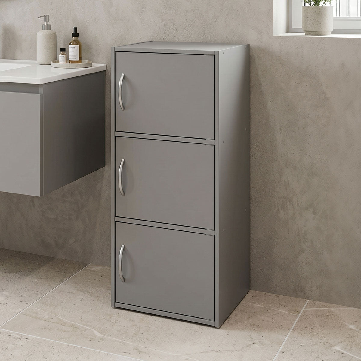 Ντουλάπι-στήλη Soline  ανοιχτό γκρι 40x34.5x90.5εκ - Pakobazaar