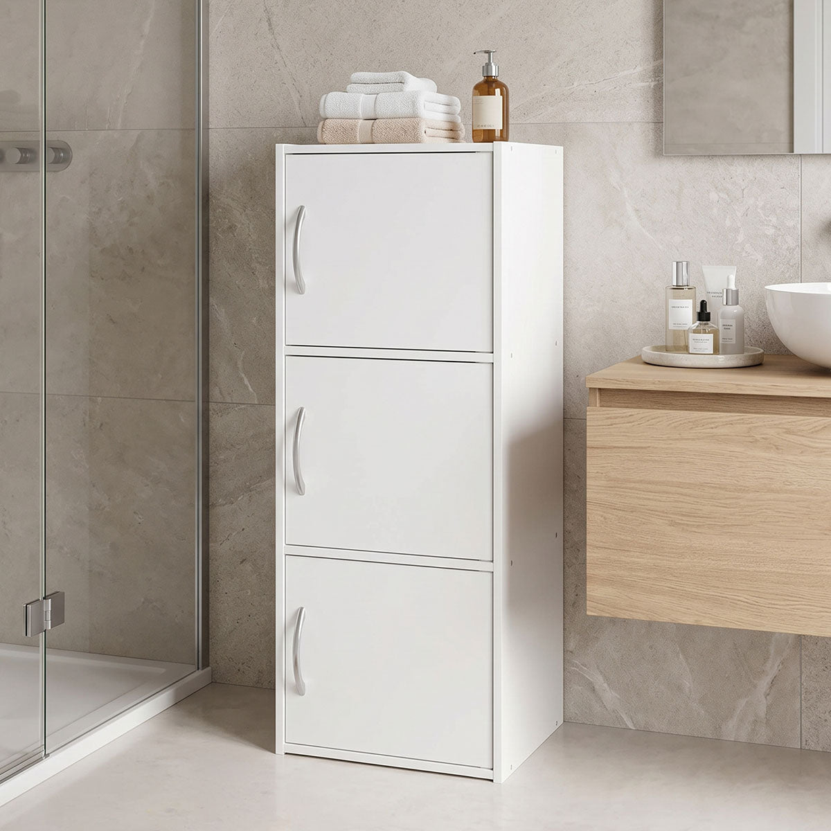Ντουλάπι-στήλη Soline  λευκό 40x34.5x90.5εκ - Pakobazaar