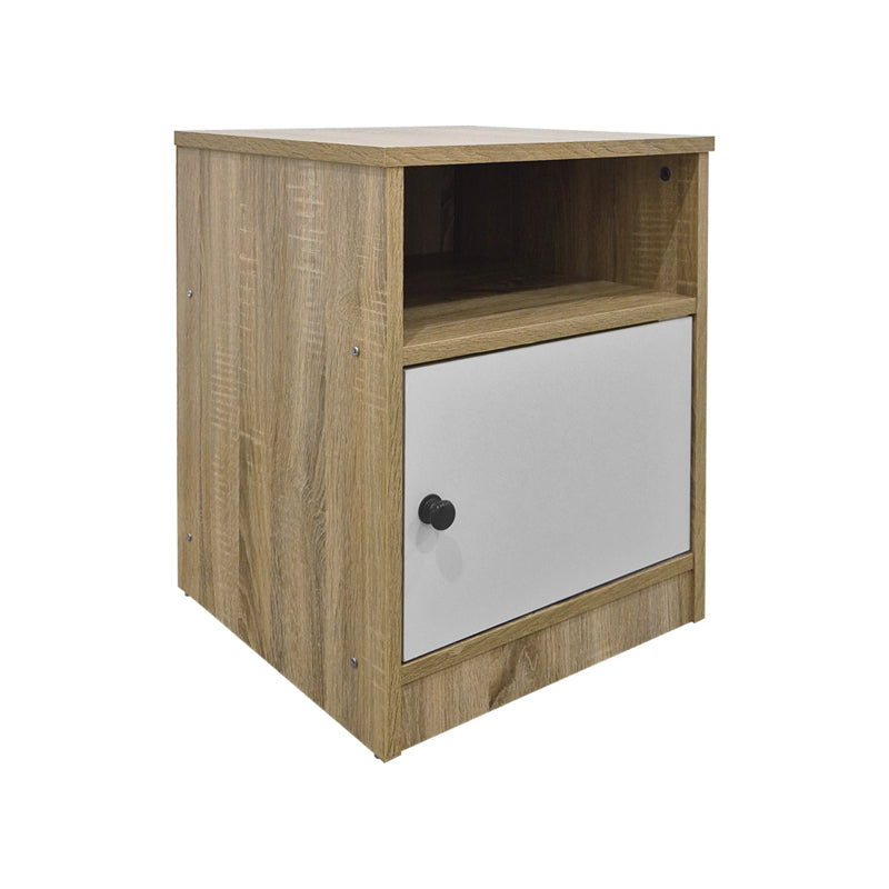 Κομοδίνο Lenea  sonoma-λευκό 40x40x50εκ - Pakobazaar