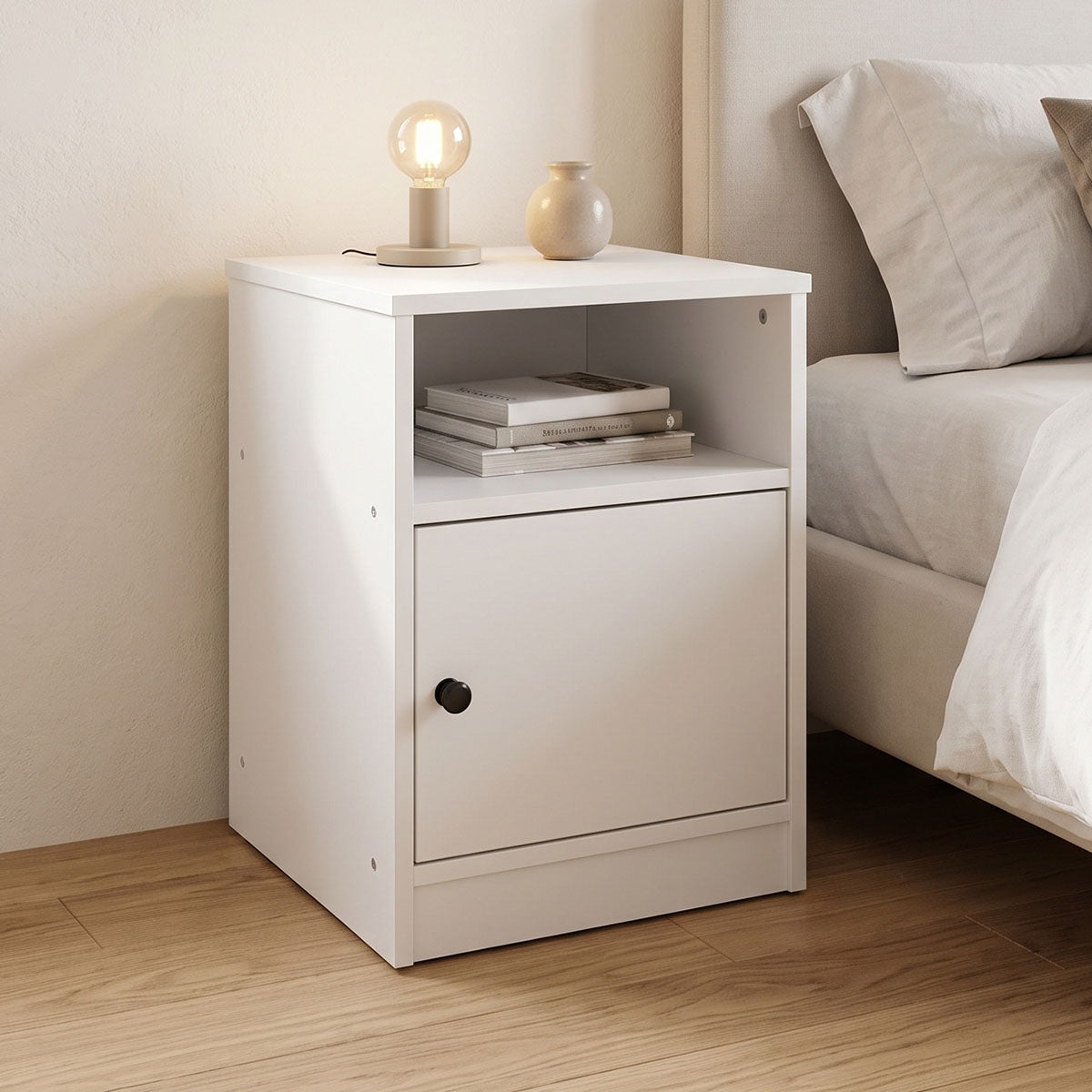 Κομοδίνο Lenea  λευκό 40x40x50εκ - Pakobazaar