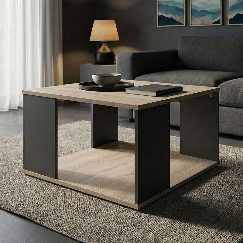 Τραπέζι σαλονιού Zelegan  sonoma-ανθρακί 60x60x39εκ - Pakobazaar