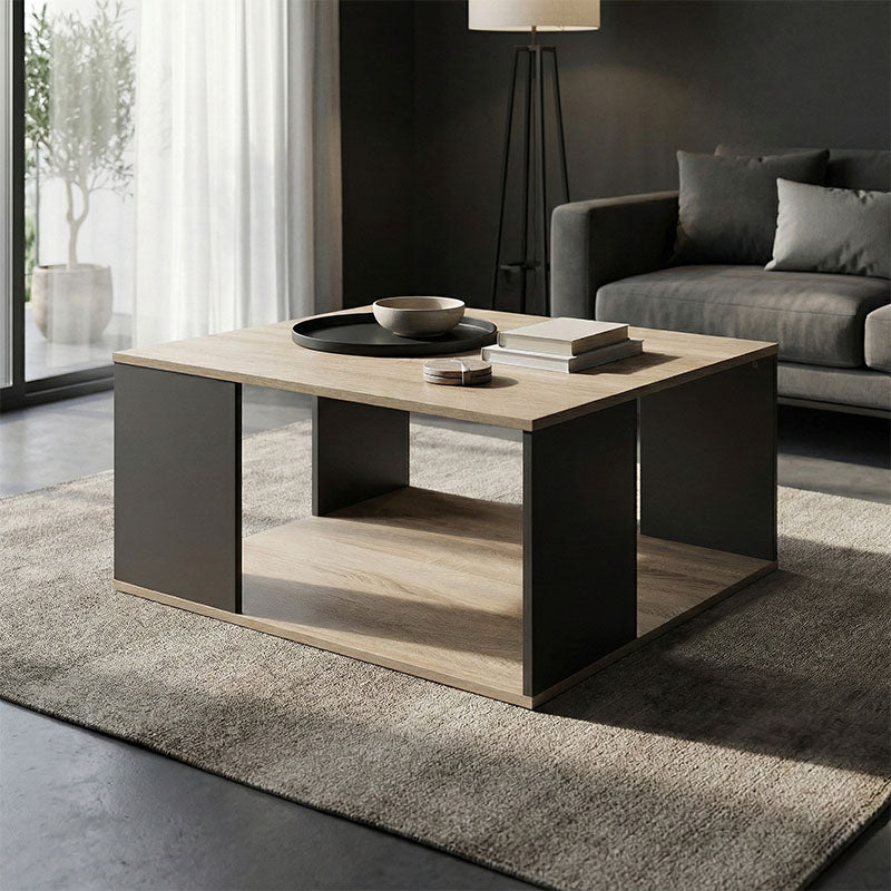 Τραπέζι σαλονιού Zelegan  sonoma-ανθρακί 90x90x44.5εκ - Pakobazaar