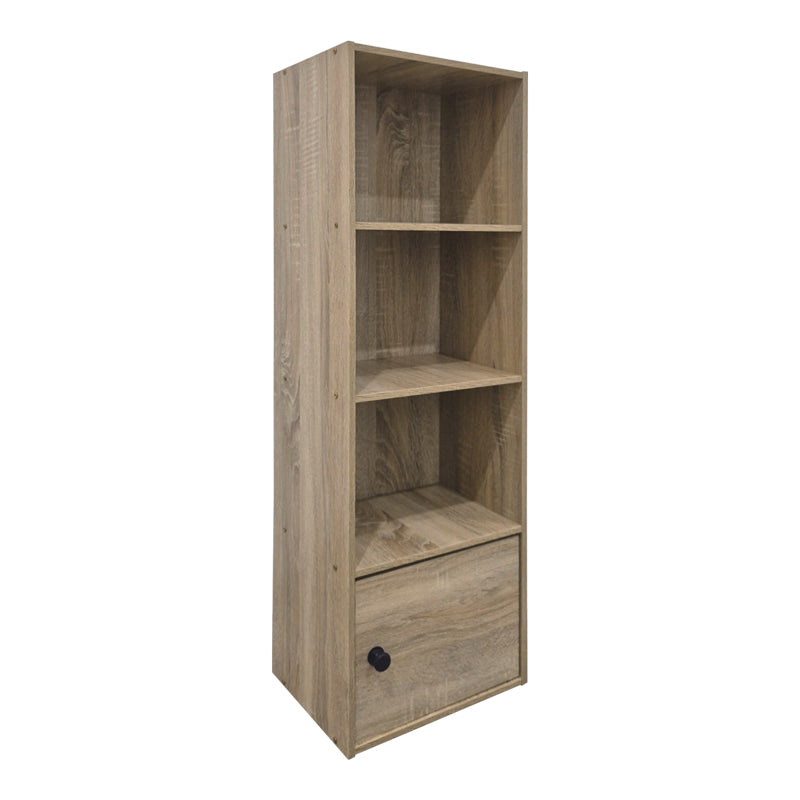 Βιβλιοθήκη-στήλη Lenobia  με ντουλάπι sonoma 30.5x24x95εκ - Pakobazaar