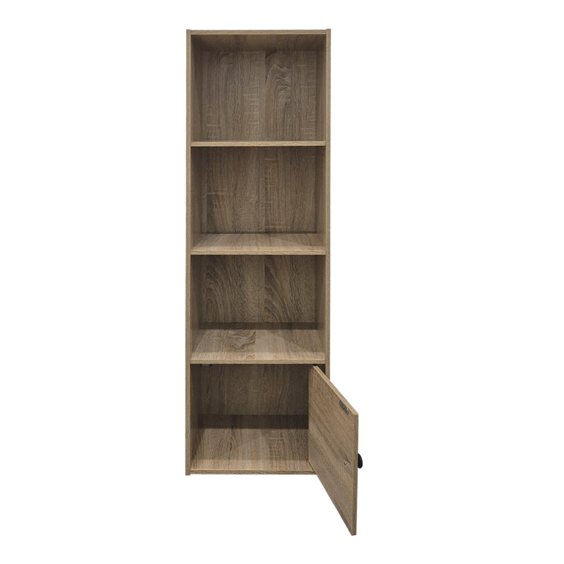 Βιβλιοθήκη-στήλη Lenobia  με ντουλάπι sonoma 30.5x24x95εκ - Pakobazaar