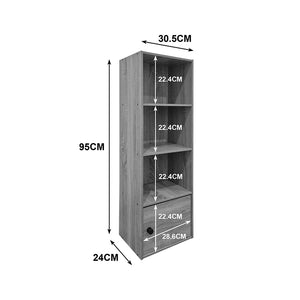 Βιβλιοθήκη-στήλη Lenobia  με ντουλάπι sonoma 30.5x24x95εκ - Pakobazaar