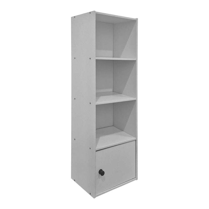 Βιβλιοθήκη-στήλη Lenobia  με ντουλάπι λευκό 30.5x24x95εκ - Pakobazaar