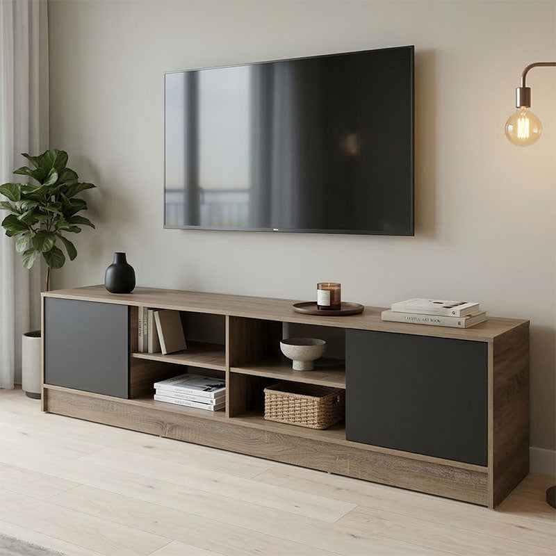 Έπιπλο τηλεόρασης Tivia  sonoma-ανθρακί 180x35x41.5εκ - Pakobazaar