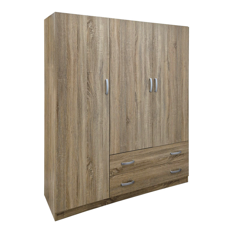 Ντουλάπα τρίφυλλη με 2 συρτάρια Alvia  sonoma 150x51x180εκ - Pakobazaar