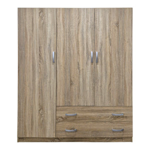 Ντουλάπα τρίφυλλη με 2 συρτάρια Alvia  sonoma 150x51x180εκ - Pakobazaar