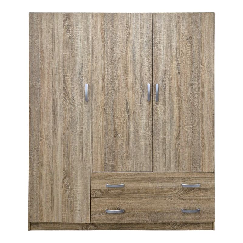 Ντουλάπα τρίφυλλη με 2 συρτάρια Alvia  sonoma 150x51x180εκ - Pakobazaar