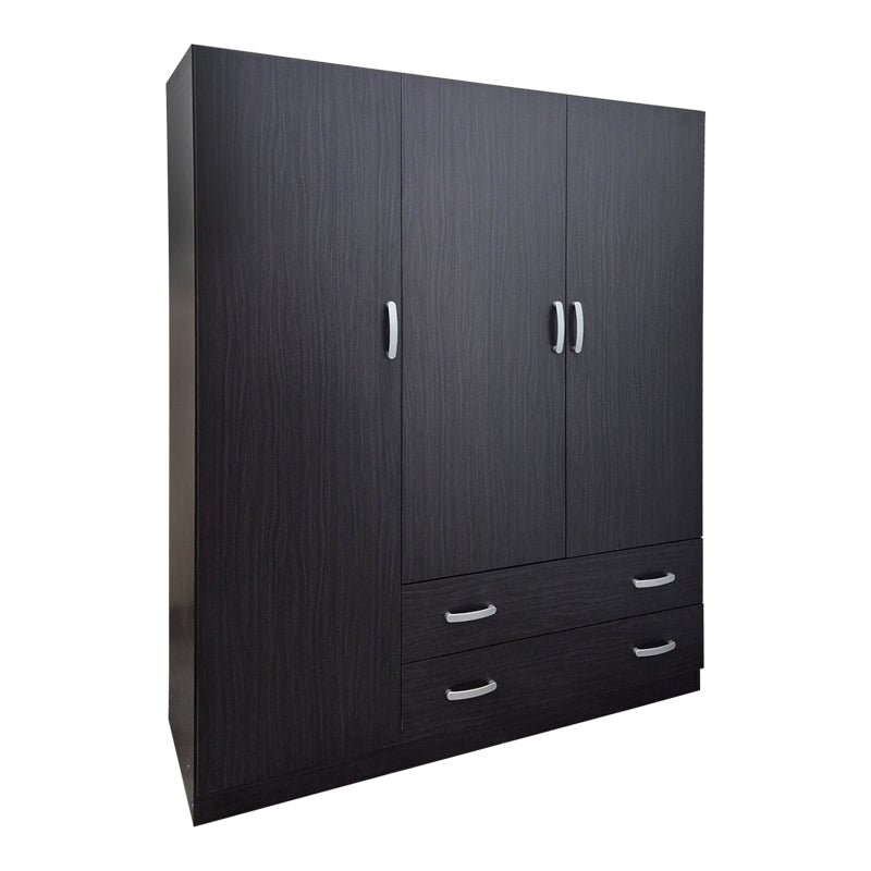 Ντουλάπα τρίφυλλη με 2 συρτάρια Alvia  wenge150x51x180εκ - Pakobazaar