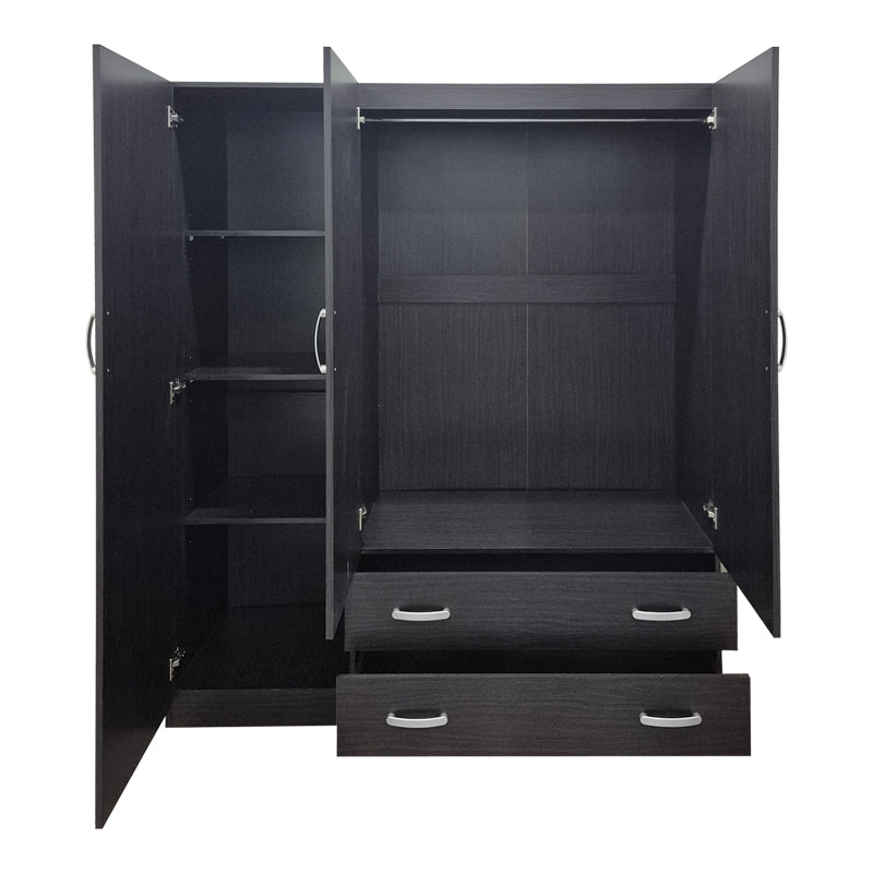 Ντουλάπα τρίφυλλη με 2 συρτάρια Alvia  wenge150x51x180εκ - Pakobazaar