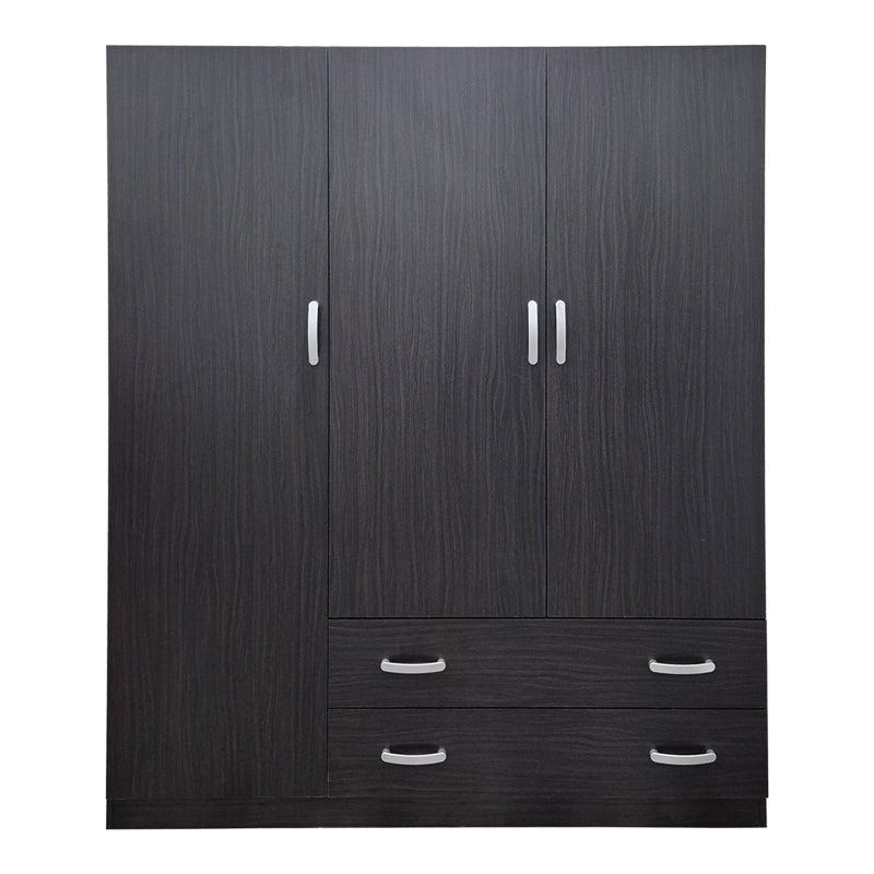 Ντουλάπα τρίφυλλη με 2 συρτάρια Alvia  wenge150x51x180εκ - Pakobazaar