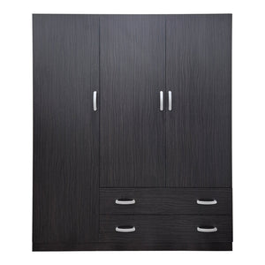 Ντουλάπα τρίφυλλη με 2 συρτάρια Alvia  wenge150x51x180εκ - Pakobazaar