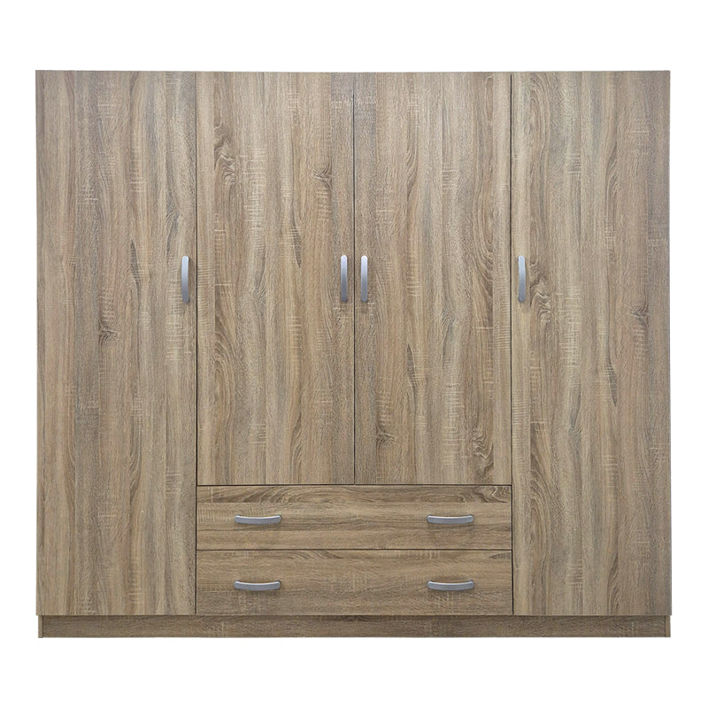 Ντουλάπα τετράφυλλη με 2 συρτάρια Alvia  sonoma 200x51x180εκ - Pakobazaar