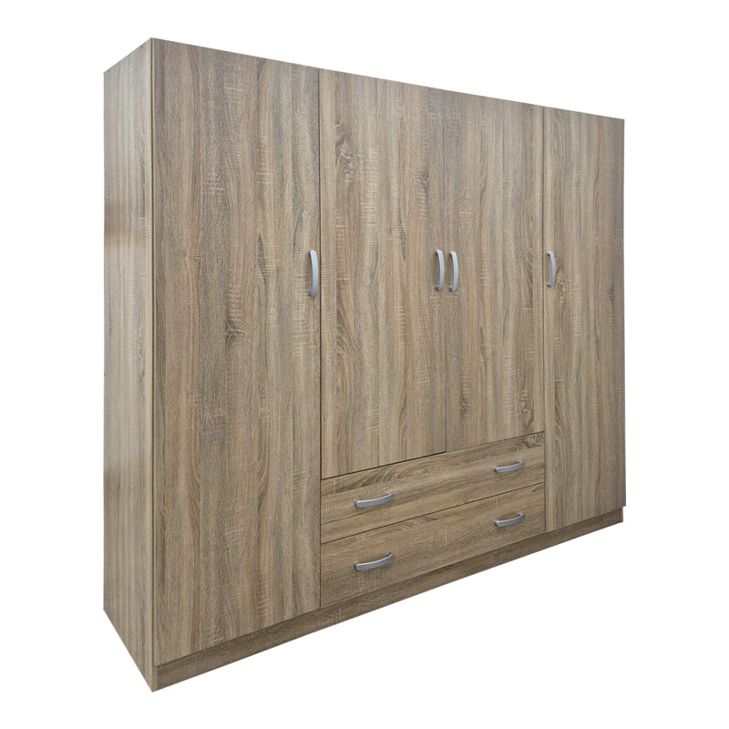 Ντουλάπα τετράφυλλη με 2 συρτάρια Alvia  sonoma 200x51x180εκ - Pakobazaar