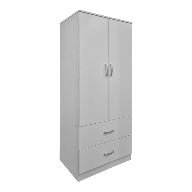 Ντουλάπα δίφυλλη με 2 συρτάρια Alvia  λευκή 80x51.5x180εκ - Pakobazaar