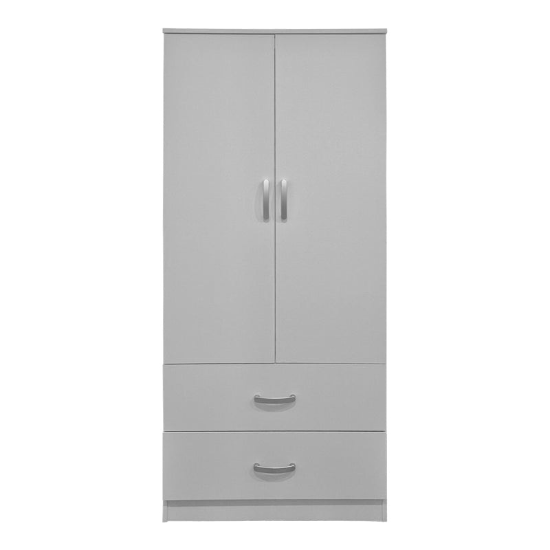 Ντουλάπα δίφυλλη με 2 συρτάρια Alvia  λευκή 80x51.5x180εκ - Pakobazaar