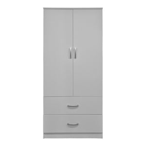 Ντουλάπα δίφυλλη με 2 συρτάρια Alvia  λευκή 80x51.5x180εκ - Pakobazaar