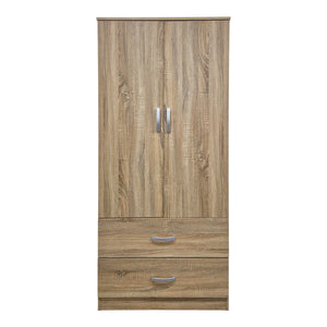 Ντουλάπα δίφυλλη με 2 συρτάρια Alvia  sonoma 80x51.5x180εκ - Pakobazaar